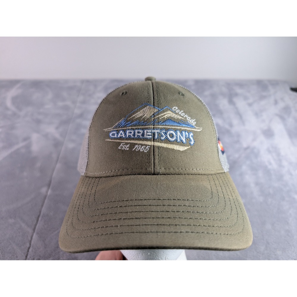 Cap America Garretsons Colorado Trucker Hat Snapback Mesh Olive Green Grey Hat